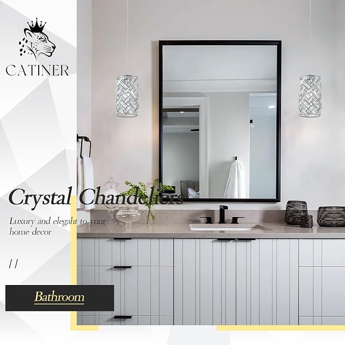 Chrome Crystal Pendant Light, Mini Kitchen Island Hanging Light, E26 | Chrome crystal pendant light with adjustable cord, E26 socket, dimmable, ideal for kitchen islands, dining rooms and bedrooms