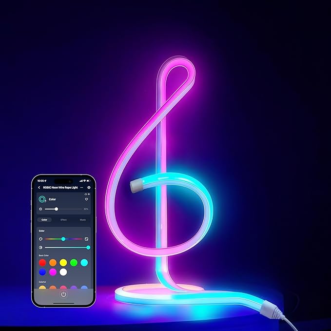 SwitchBot RGBIC Neon Rope Lights, Voice Control Wire Rope Light, DIY Flexible Steel-Core Lights for Wall & Bedroom, Works with Apple Home/Siri, Alexa & Google, Music Sync, 16M Colors — Christmas décor