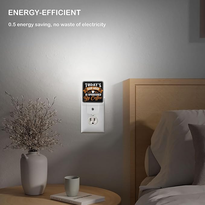 LED Night Light Lamp with Smart Sensor Dusk to Dawn Sensor,Funny Coffee Quote and Saying Night Light Daylight White,0.5W Plug-into Wall for Adults,Bedroom,Bathroom,Hallway,Kitchen