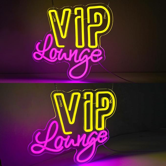 VIP Lounge Neon Signs for Wall Decor, VIP LED Neon Light Signs for Bar, Hotel, Cafe, VIP Room, Club, Business, Home Lounge Decoration, USB Powered