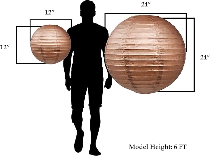 Mudra Crafts Brown Paper Lanterns Wedding Party Decorations - 12 in 10 Round Hanging Ceiling Lanterns, 10 Pack, Decorative Lamp Shades