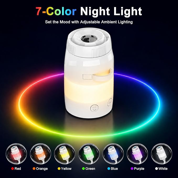 2-in-1 Galaxy Projector Night Light with 13 Films, USB Star Projector | Multicolour LED Light, 360° Rotating Projection, Adjustable Brightness, Easy Controls, Eye-Friendly Light, Ideal for Bedroom