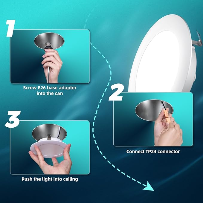 FREELICHT 24 Pack 4 Inch Retrofit LED Recessed Lighting, Selectable 5CCT, Dimmable Flat LED Can Lights, 7W, 700LM, ETL & FCC, White