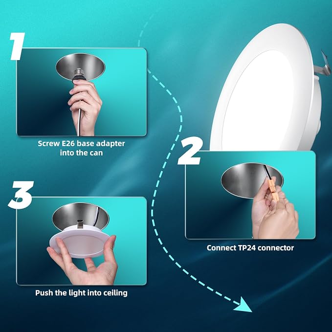 FREELICHT 4 Pack Retrofit LED Recessed Lighting 4 Inch, 5CCT, White | 2700K/3000K/4000K/5000K/6000K Selectable, Dimmable Flat Can Lights, 700LM Brightness, 7W=60W, IC & Damp Rated, ETL & FCC