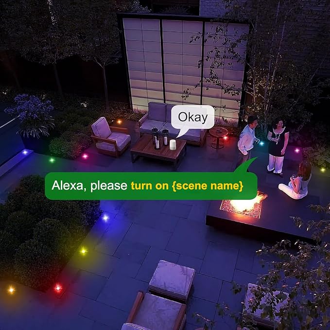 Sumaote LED Deck Lights Kit, 50 Pack 1.22" WiFi Smart RGBW+IC Multicolor | Recessed Low Voltage 12V IP67 Waterproof, App Control Dynamic Color Changing, for Outdoor Step Stair Garden Yard Landscape