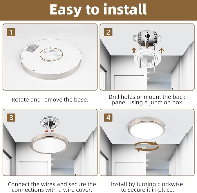 Hlite 9 Inch LED Flush Mount Ceiling Light,1800LM,6 Pack,3CCT | 18W 3000K/4000K/5000K Selectable,Super Slim,Low Profile Round Ceiling Light Fixtures for Kitchen,Bedroom,Hallway,Nickel