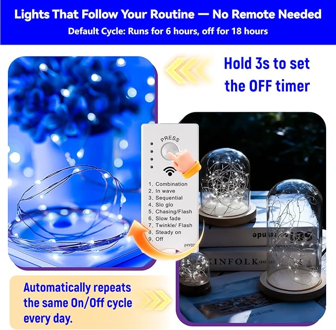 ZSJWL Rechargeable Fairy Lights with DIY Timer & 8 Modes, 16FT 50LED String Lights Battery Operated Indoor, Twinkle mini Lights for Bedroom Christmas Wedding Centerpiece Decor (Blue)