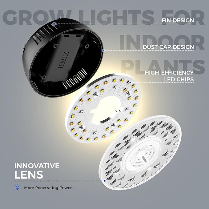Barrina Orbgrow OG09 Puck Grow Light with Timer, 660nm Red LEDs, 18W(2 x 9W, 270 Watt Equiv), Full Spectrum Plant Light for Indoor Plants, Magnetic & Linkable, 5 Levels Dimmable, 2 Packs, Black