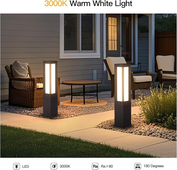 MVBT 31.5" Solar Pathway Lights Outdoor, Dusk to Dawn Landscape Path Lights | IP65 Waterproof Bollard Light Outdoor, 3000K Solar Lamp Path Light, Commercial Pathway Lighting for Driveway Garden Walkway