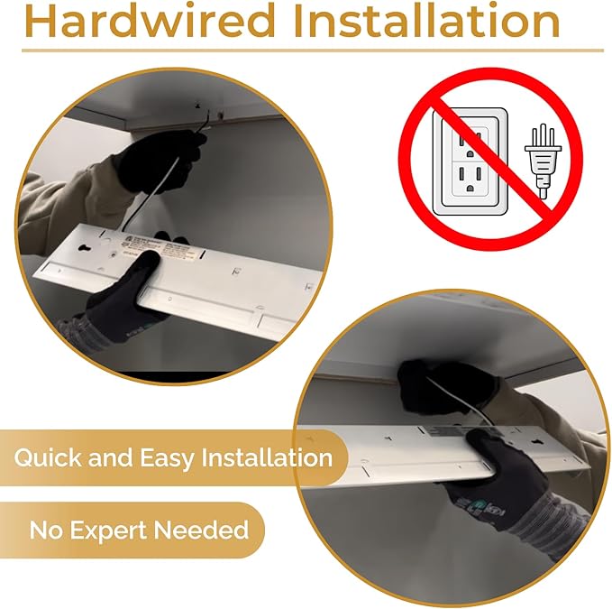 24-Inch LED Under Cabinet Light Hardwired Installation Only, Dimmable Color Selectable - Soft White(3000K)/ Bright White(4000K)/ Daylight White(5000K), 11W, White Finish