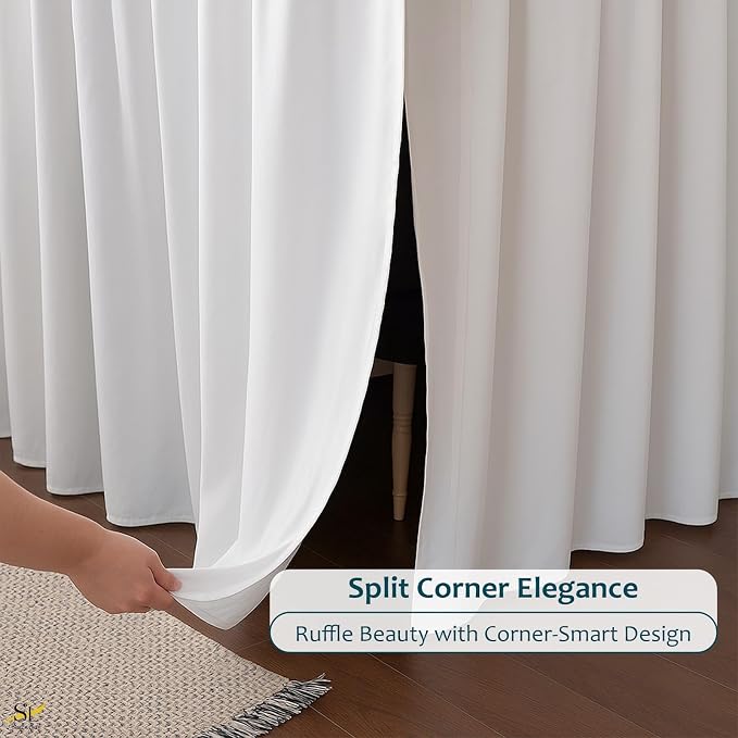 Shreem Linen Dorm Room Bed Skirt Twin XL 40 Inch Drop, 100% Microfiber Extra Long Bedskirt, White