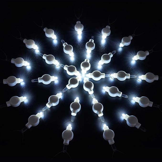 Paper Lantern Lights Battery Operated - Hanging LED Lights with Wire Bright Floral Lighting for Outdoor Indoor Wedding Camping Party Holidays Events Balloon Lanterns Last 36 Hours (White, 12 Pack)