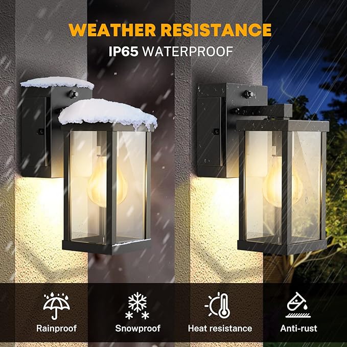 Porch Light with Outlet, Dusk to Dawn Outdoor Light with GFCI Outlet Porch Wall Sconce Waterproof Exterior Light Fixtures Outside for House Patio Garage Hallway