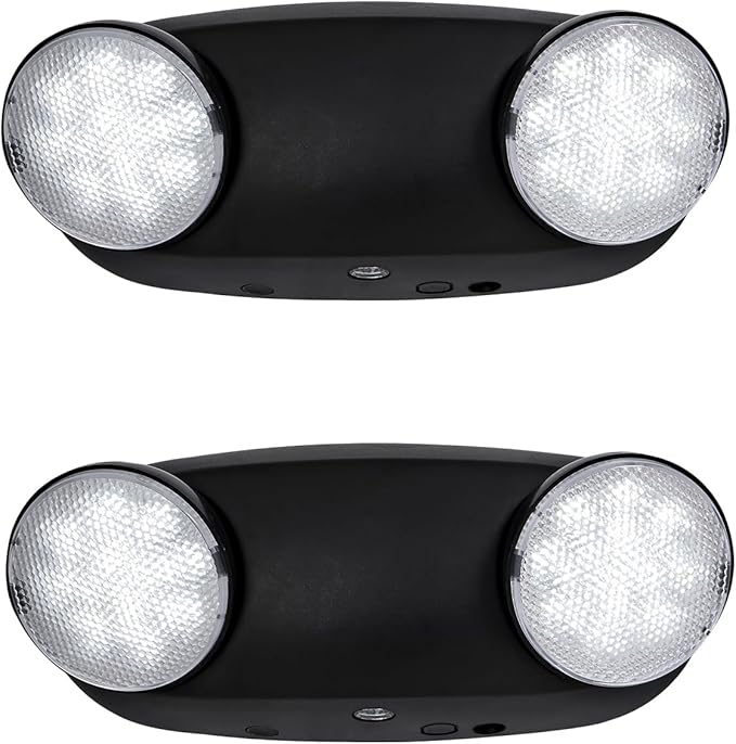GZRUIYANG Emergency Lights with Battery Backup, 2 Pack Emergency Light, LED Commercial Emergency Lights, UL Listed, AC 120/277V, Hardwired Emergency Exit Light Fixtures for Business - (Black)