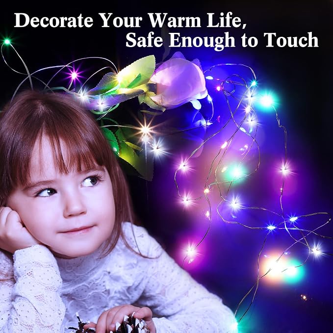 20 Packs Fairy Lights Battery Operated 3 Speed Modes, 7 Ft/ 2 M 20 LED Battery String Mini Waterproof Wire Twinkle Lights Bulk for Wedding Party Birthday Vases Decor (Multicolor Light)