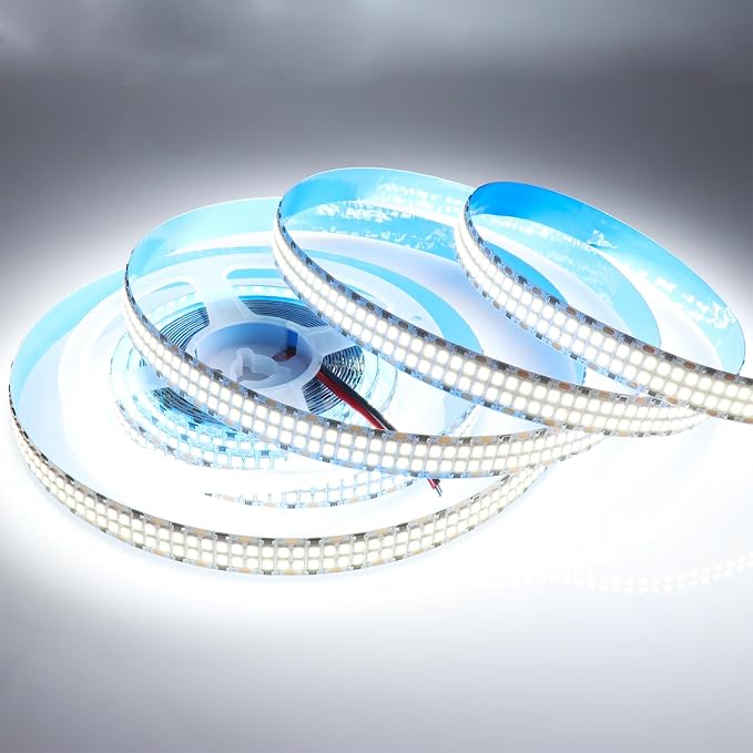 2835 SMD Cold White LED Strip Lights 6500K Double Row 2400 LEDs 5M | 16.4ft Flexible LED Strip Tape Light Ribbon Lamp DC12V LED Daylight Dimmable Strip Lights for Bedroom Living Room Lighting