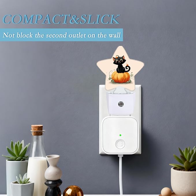 Happy Halloween Night Light,Plug-in Wall Led Night Lights Decor for Boys Girls Room,Dusk to Dawn Sensor Wall Lamp for Bedroom/Bathroom/Hallway,0.5w