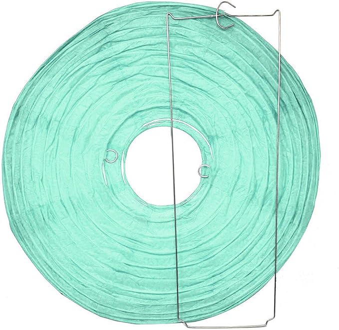 Mudra Crafts Aqua Paper Lanterns Wedding Party Decorations - 12 in 10 Round Hanging Ceiling Lanterns, 10 Pack, Decorative Lamp Shades