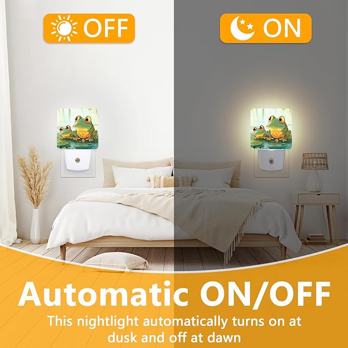 Cartoon Frog Night Light, Plug-into Nightlight White LED Lamp, Energy Efficient Decor Desk Lamp for Bedroom Hallway Stairs Bathroom