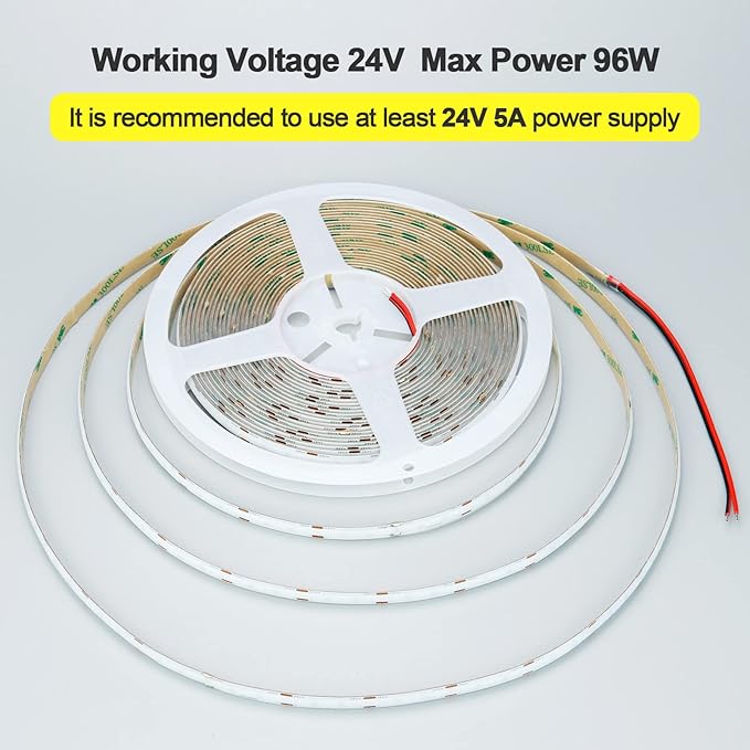 32.8ft/10M 24V COB Blue LED Strip Light 3840LEDs Uniform Glow Dotless IP20 Not Waterproof Flexible LED Tape Lights for DIY Cabinet Bedroom Kitchen Home Decor(No Power Supply)