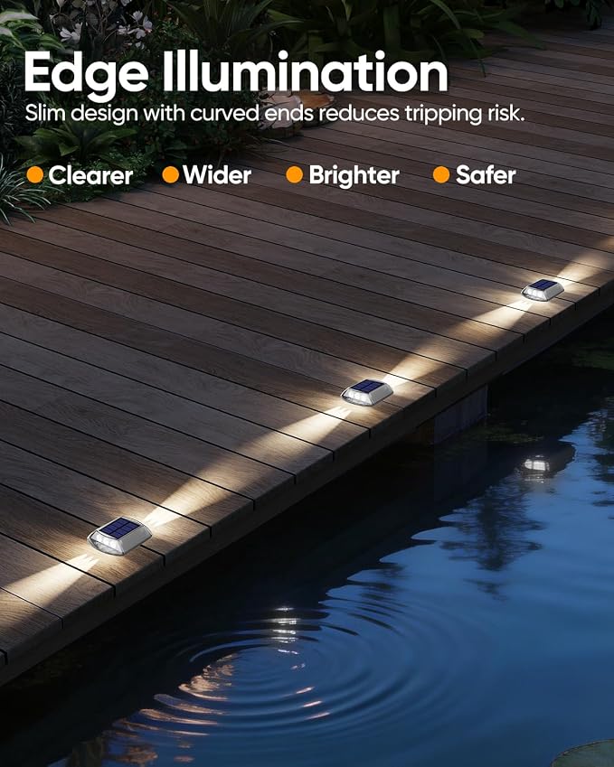 DetarZinLED Solar Driveway Lights Outdoor IP68 Waterproof Led 12 Pack White | Sturdy PC Shell, Stick on & Screw Mount, Markers Light for Outside Deck, Driveway, Step, Walkway, Patio, Pathway, Stair, pool
