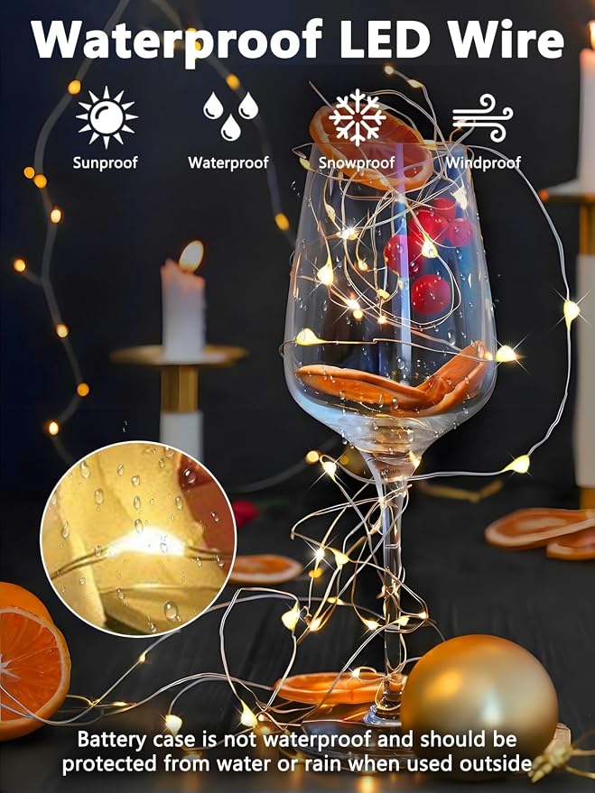 4 Pack Battery Powered Fairy Lights with Remote String Lights Warm White | Each 80LED 26FT, 8 Modes & Timer, Waterproof Wire, Twinkle Lights for Outdoor Indoor Christmas Table Centerpiece House Decor
