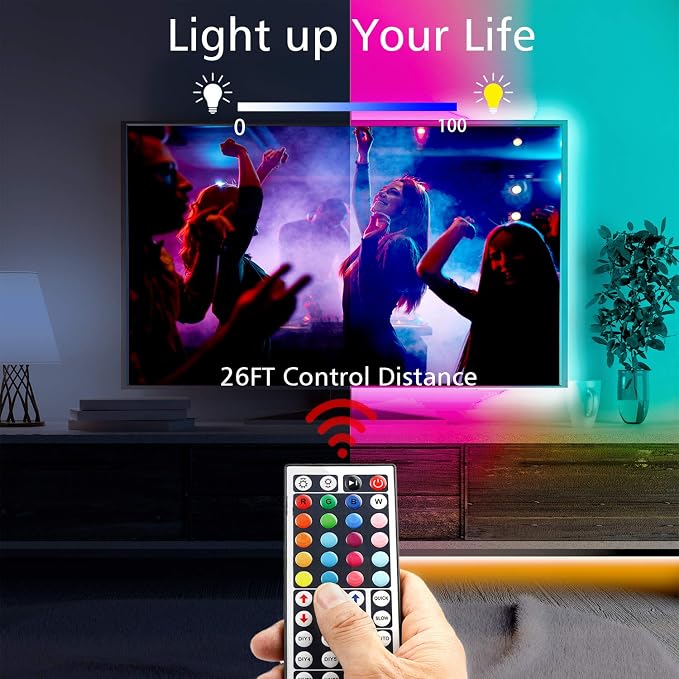 dalattin Led Lights for Bedroom 25ft RGB 5050 Led Strip Lights Color Changing Kit with 44 Keys Remote Controller and 12V Power Supply Led Light Strips Indoor Decoration,Easter Decor