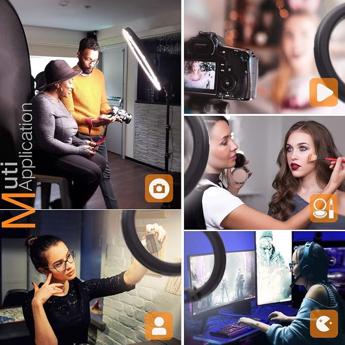 Pixel Ring Light, 19" Bi-Color LCD Display Ring Light with Stand, 55W 3000-5800K CRI≥97 Light Ring for Vlogging Selfie-Portrait Live Stream Video Photography Shooting