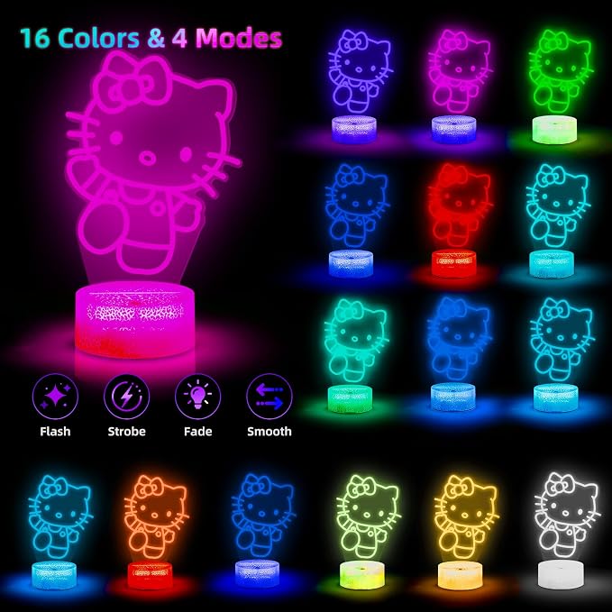 LOUHH Cat Night Light, 3D LED 16 Color Intelligent Remote Control Lamp for Children's Gifts Children's Room Decoration Holiday Gifts