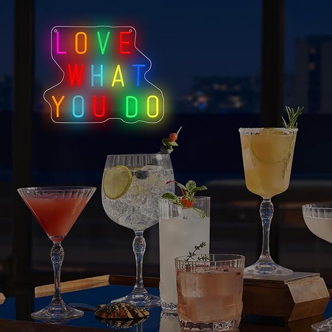 Love What You Do LED Neon Sign, Inspirational Wall Decor with Dimmable USB Powered Neon Light for Bedroom, Living Room, Office, Bar Decor Holiday Birthday Gift