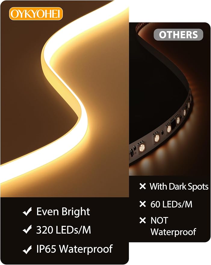 COB LED Strip Lights 32.8Ft, Warm White Dimmable Self-Adhesive Led Rope Light with Remote,Waterproof Cuttable 24V Flexible Neon Under Cabinet Tape Lighting for Bedroom, Kitchen,TV 10 mm Width