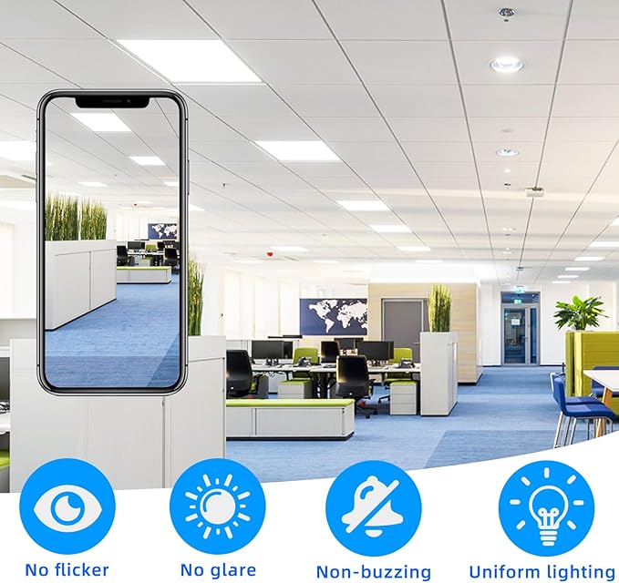 WYZM 2X4 LED Flat Panel Light,4 Pack,0-10V Dimmable,7800 Lumens,5000K White Color,LED Recessed Edge-Lit Troffer Fixture Light,Commercial Lighting Shop Warehouse Office,ETL Certificated