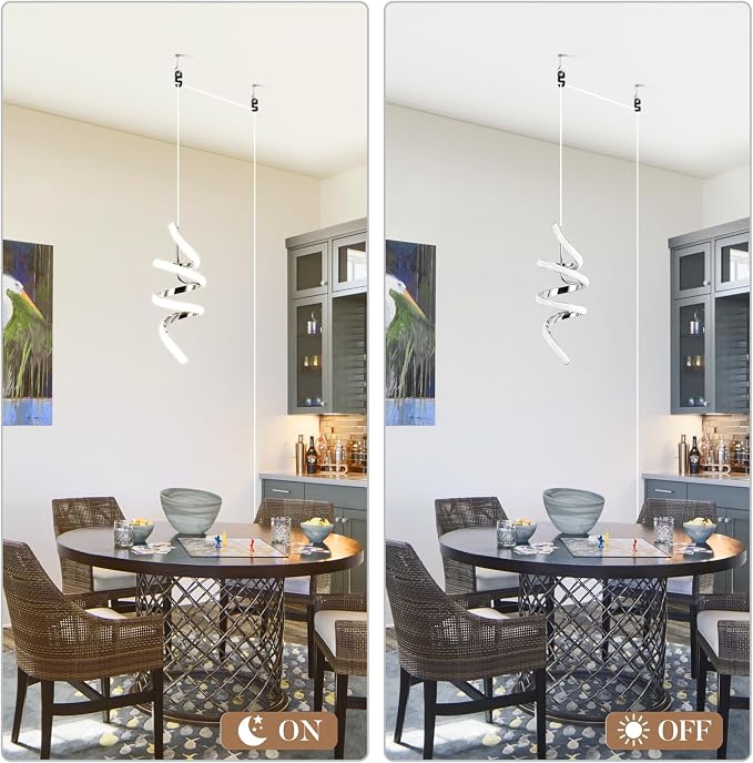 Modern LED Pendant Light Fixtures Pendant Lights Kitchen Island Lighting Adjustable Height Chrome Hanging Lamp