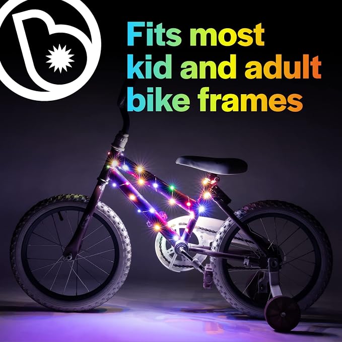 Brightz CosmicBrightz LED Bike Frame Rope Light - 6.5-Foot String Rope - Battery-Powered with On/Off Switch - Ultra Bright Color Keeps Your Ride Fun and Safe for Kids, Teens, & Adults