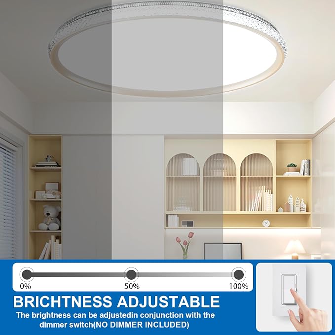 15 Inch LED Flush Mount Ceiling Light,Modern Ceiling Light | 35W 4000LM 5CCT 2700-5000K Selectable, Dimmable Ceiling Lights for Kitchen,Bedroom, Living Room,Office