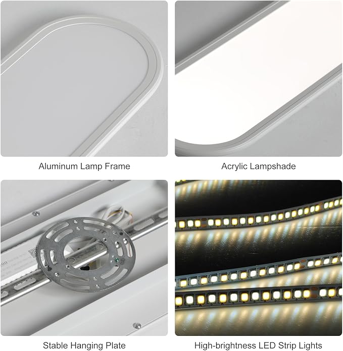 55-Inch Dimmable LED Linear Ceiling Light, 60W Low Profile | Ultra-Thin 1.38-Inch White Fixture with Remote, 3000K-6000K, 10%-100% Brightness for Kitchen, Hallway, Closet and Laundry