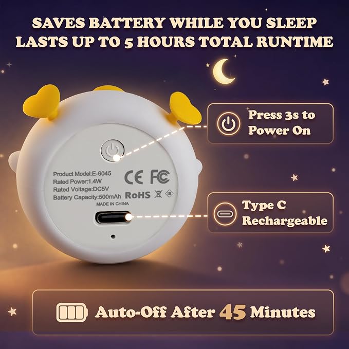UNEEDE Mini Duck Night Light with Lanyard, 8 Color Changing Rechargeable | Portable Mini Night Light for Kids, Soft Silicone Duck Squishy Cute Lamp for Bedroom & Camping, Gifts