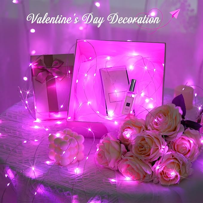 JMEXSUSS 200 LED Room Fairy Lights, 66 ft Pink Lights Outdoor Waterproof | 8 Modes Pink String Lights Indoor with Wheel, Remote Control Twinkle Christmas Lights Plug in for Christmas bedroom Decor