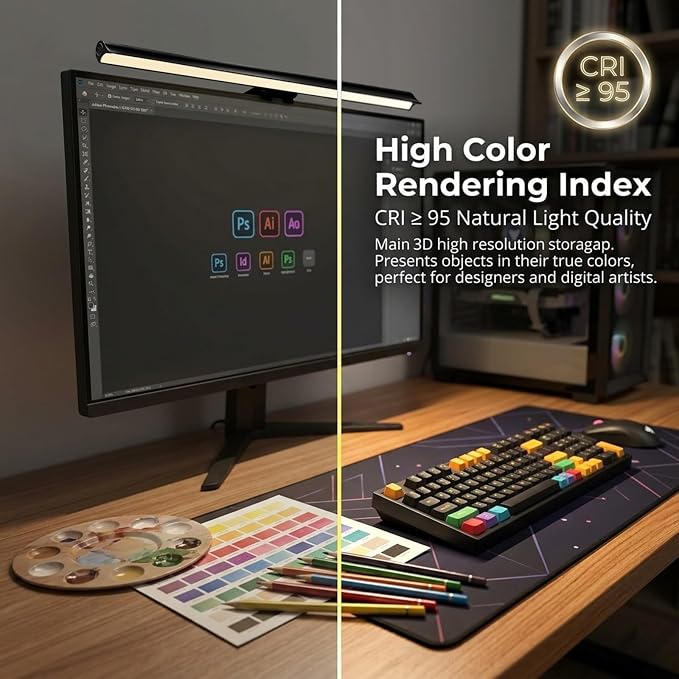 Monitor Light Bar for Computer Screen, 17.7 Inch Computer Monitor Lamp with 3 Color Modes, Touch Control Screen Light Bar, Eye Caring LED Desk Light for Monitor and Laptop