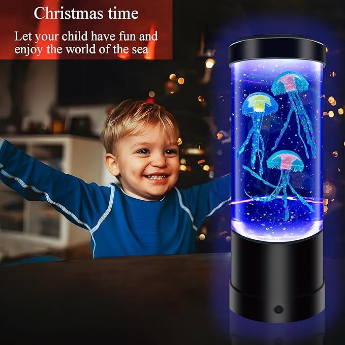 Jellyfish Lamp,7 Color Changing Aquarium Light,USB/Battery Bubble Jellyfish Night Light,Desk Mood Lamp for Home Bedroom Room Office,Tower Jelly Fish Light Lamp Present Decor for Kids Girls Adults Boys