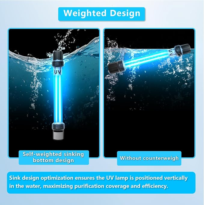 18W Aquarium UV Light for 100-1000 Gallon, UV Pond Water Clarifier for Koi Pond, Swimming Pool, Spa, Large Fish Tank, Cold Plunge UV Light for Pond Algae Control | UV Pond Water Clarifier for Koi Pond, Swimming Pool, Spa, Large Fish Tank, Cold Plunge U...