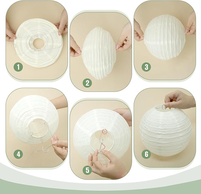 20Pcs Paper Lanterns Decorative, Gold and Ivory 6"8"10" for Home Decor | Round Hanging Paper Lanterns Decorations for Rustic Party Bridal Shower Wedding Engagement Birthday Classroom Ceiling Decor