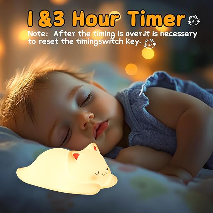 ZKLiLi Night Light for Kids Lamp, 16 Colors Lamp Cute, Dimmable Baby Night Lights for Nursery,Silicone Rechargeable Nightlight for Kids Room, Kawaii Room Decor (miyan-pamao-Remote)