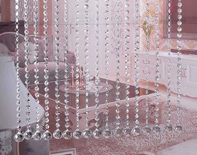 VOVOV 10 Pack (1000CM/30.5FT) Beaded Trim Clear Crystal Garland Chandelier Octagon Beads Chain
