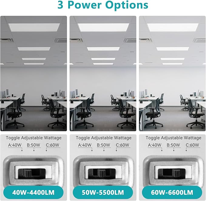 2x4 LED Flat Panel Light 36 Pack | ETL Certified, 0-10V Dimmable, 40W/50W/60W, 3000K/4000K/5000K/6000K, 4400LM/5500LM/6600LM