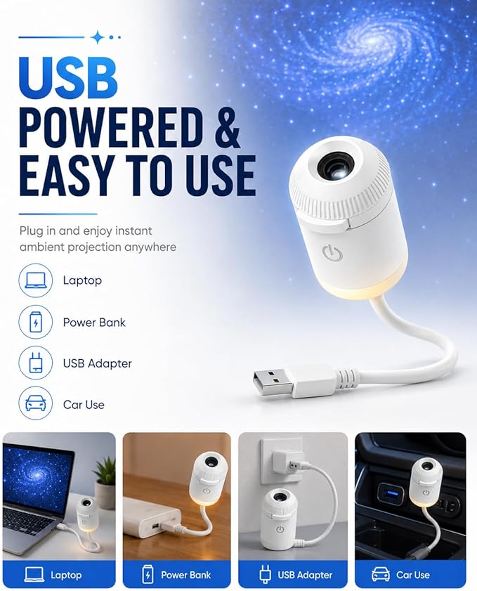 HD Smart Dynamic 5D Holographic Night Light Projector, Starry Sky Galaxy Projection Lamp with 360° Flexible Gooseneck, Touch Control Dimmable Star Projector for Bedroom (12 Projection Films)