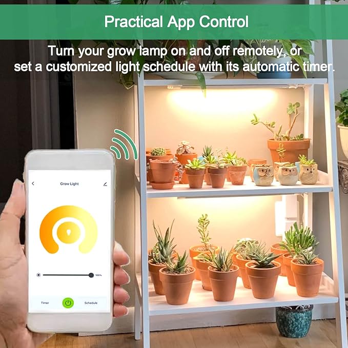 Grow Light for Indoor Plants Abonnyc 96 LEDS Plant Grow Light Strips 10 Inch Warm White Light & Red Light Full Spectrum with Auto On/Off Timer Sunlike Small Grow Lamp for Hydroponics Succulent, 4 Bars