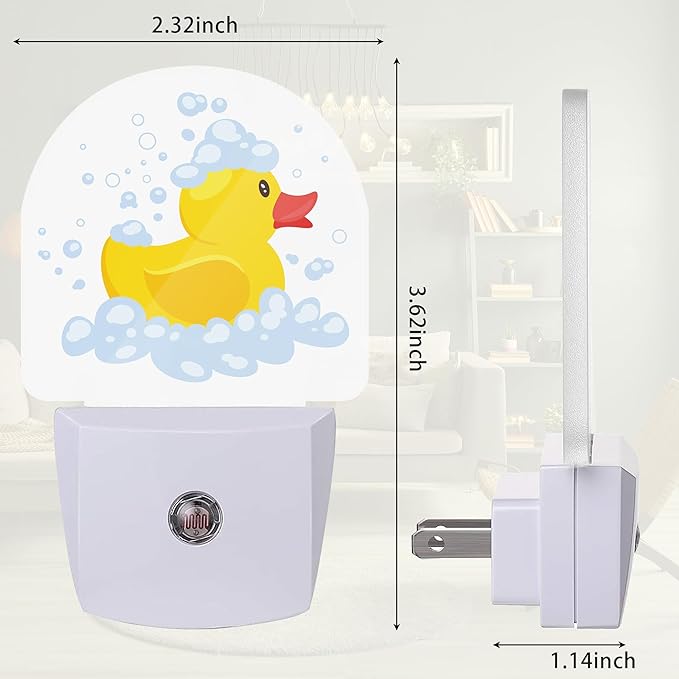 Yellow Rubber Duck Night Light, Cartoon Cute Night Light Plug into Wall with Dusk to Dawn Sensor, LED Lamp Energy Saving Lights for Men Women Boys Girls,Lamp for Bedroom Bathroom Hallway
