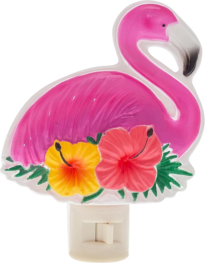 Creative Hobbies Tropical Flamingo Night Light - Includes 5W C7 and Rotational Socket with On/Off Switch