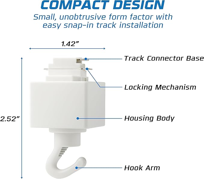 OHLECTRIC Track Light NT-308W (2 Pack) - White - Utility Hook - Single or Dual Circuit - Compatible with Halo Track